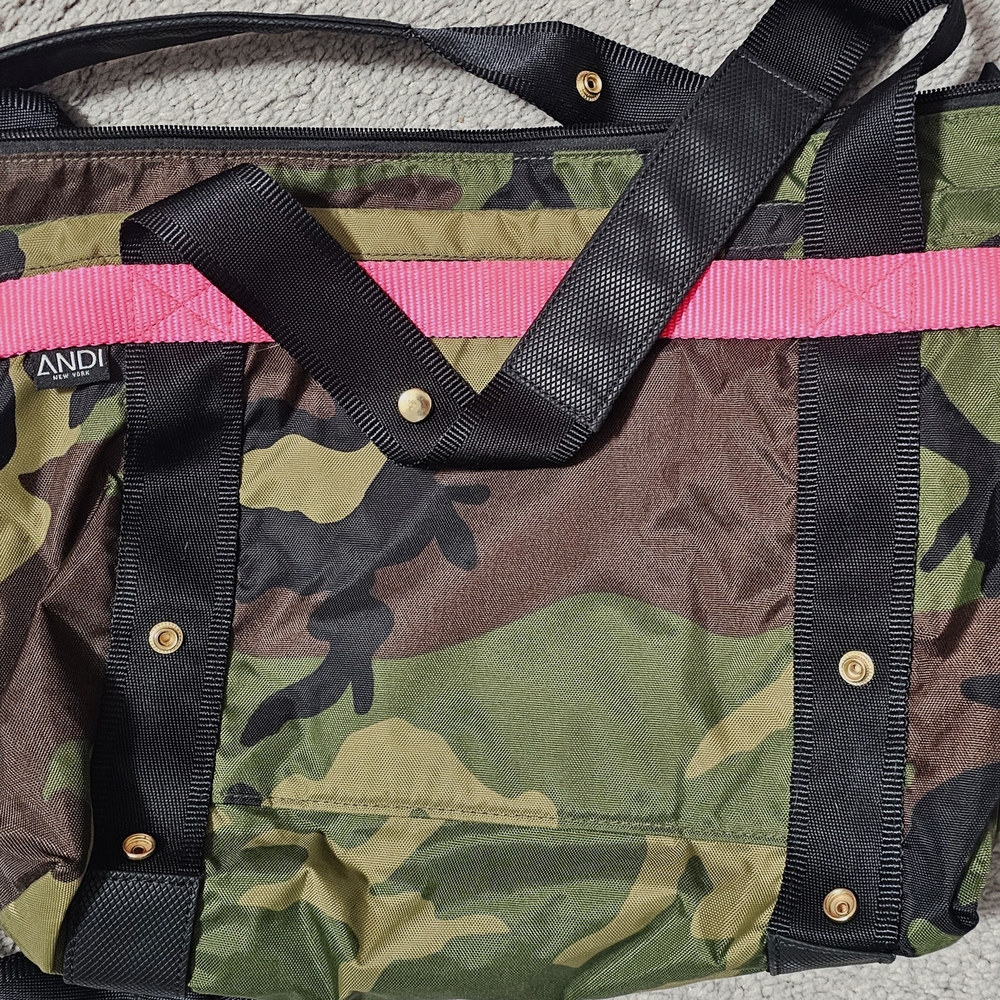 Tbe Andi Bag Camouflage Crossbody Bag with Pink Strap
